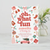 Wat een leuke rode en roze eerste verjaardag kaart (Staand voorkant)