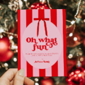 Wat een leuke rode roze retro feestdagenkaart