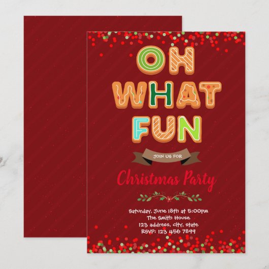 Wat een leuke uitnodiging voor kerstfeest (Voorkant / Achterkant)