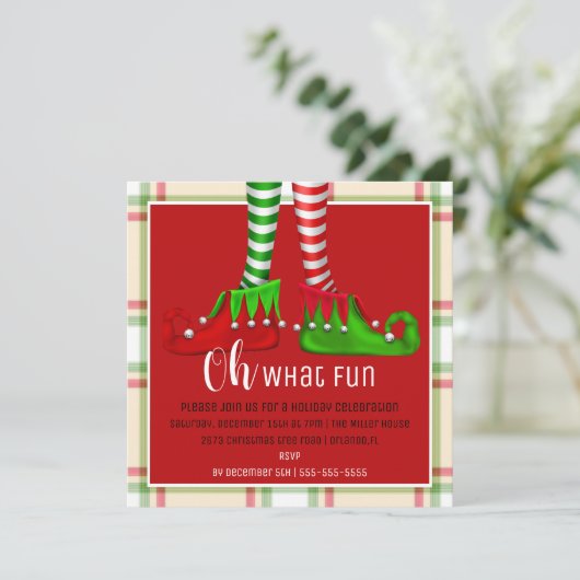 Wat een leuke uitnodiging voor kerstfeest? (Staand voorkant)