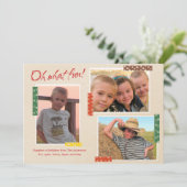 Wat een lol! Washi Frames Kerst 3-foto Feestdagenkaart (Staand voorkant)