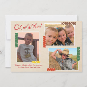 Wat een lol! Washi Frames Kerst 3-foto Feestdagenkaart