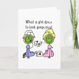 Wat een meisje doet om er mooi uit te zien! Kaart