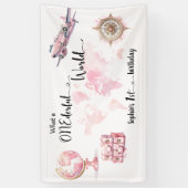 Wat een ONEderful World Roze 1e verjaardag Banner (Verticaal)
