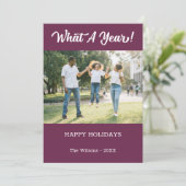 Wat een Paars van de Modern 2 Foto Feestdagenkaart (Staand voorkant)