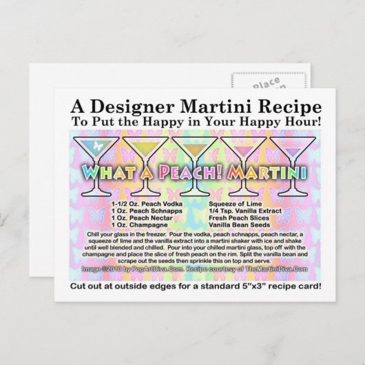 Wat een peach! Spring Martini Recipe Kaart Briefka (Voorkant / Achterkant)
