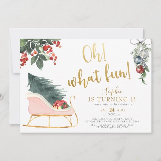 Wat een plezier! Eerste Kerstdag om één kerstdag Kaart (Voorkant)