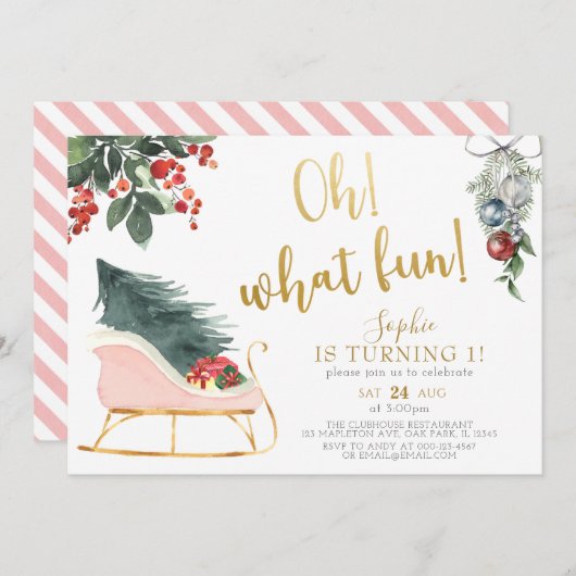 Wat een plezier! Eerste Kerstdag om één kerstdag Kaart (Voorkant / Achterkant)