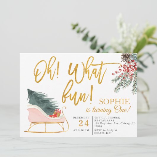 Wat een plezier! Eerste Kerstdag van 1 Kerstmis Kaart (Staand voorkant)