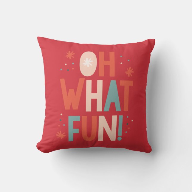 Wat een plezier! Festive Typography Pillow Kussen (Voorkant)