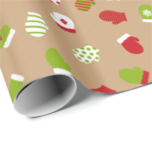 Wat een plezier! kerstmittens verpakkingspapier cadeaupapier