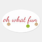 Wat een plezier! Kerstontwerp Ovale Sticker (Voorkant)
