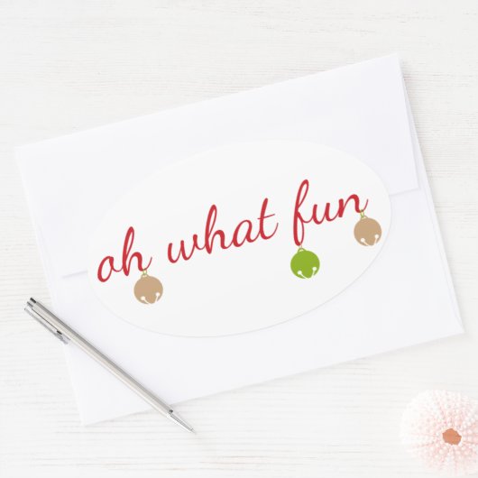 Wat een plezier! Kerstontwerp Ovale Sticker (Envelop)