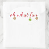 Wat een plezier! Kerstontwerp Ovale Sticker (Tas)