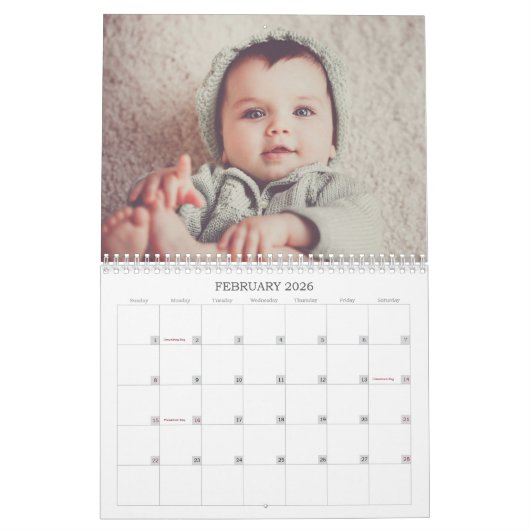 Wat een prachtige levensmoderne 12-fotocollage kalender (Feb 2026)