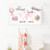 Wat een prachtige wereld roze 1e verjaardag Banner (Insitu)