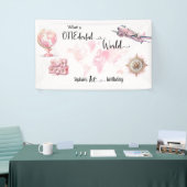 Wat een prachtige wereld roze 1e verjaardag Banner (Beurs)