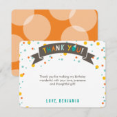 Wat een pret Kleurrijke confetti Eerste verjaardag Bedankkaart (Voorkant / Achterkant)