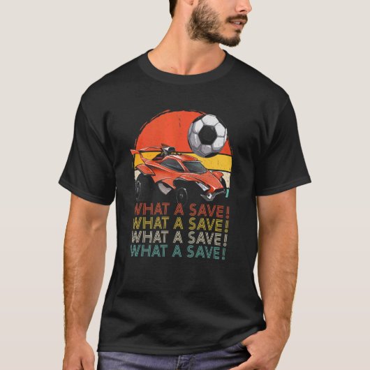 Wat een  Retro Rocket Soccer-auto opslaan T-shirt (Voorkant)