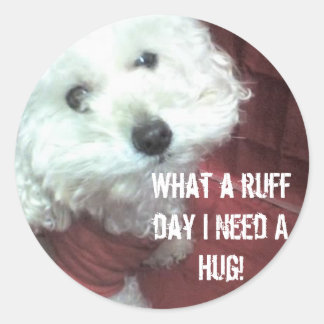 Wat een roffdag heb ik een knuffel nodig! ronde sticker