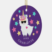 Wat een Ster Llama Eenhoringkerstornament Keramisch Ornament (Rechts)