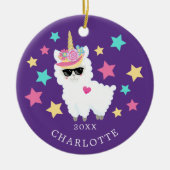Wat een Ster Llama Eenhoringkerstornament Keramisch Ornament (Voorkant)