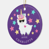 Wat een Ster Llama Eenhoringkerstornament Keramisch Ornament (Links)