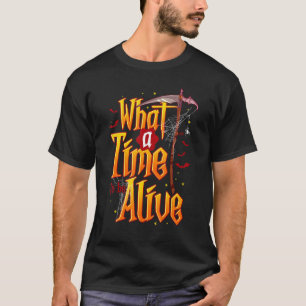 Wat een tijd om te leven Grim Reaper Scythe Costu T-shirt