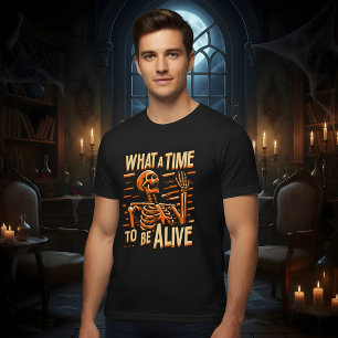 Wat een tijd om te leven Happy Halloween Skeleton T-shirt