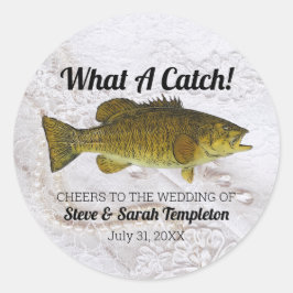 Wat een vangst Vist de Smallmouth Bass Weddenschap Ronde Sticker