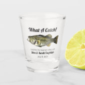 Wat een vangst Vist Largemouth Bass Weddenschap Shot Glas (Voorkant)