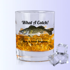 Wat een Vangst Vist Walleye Wedding Date Favor Whisky Glas