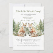 Wat een vos! Twins Baby shower uitnodiging (Voorkant)