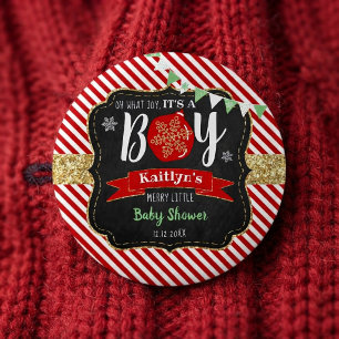 "Wat een vreugde, het is een jongen!" Kerst baby s Ronde Button 5,7 Cm