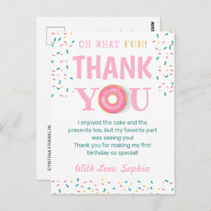 Wat een vun Donut Birthday party bedankt Briefkaart