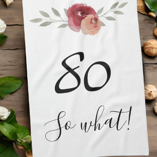 Wat een Waterverf Floral 80th Birthday Theedoek