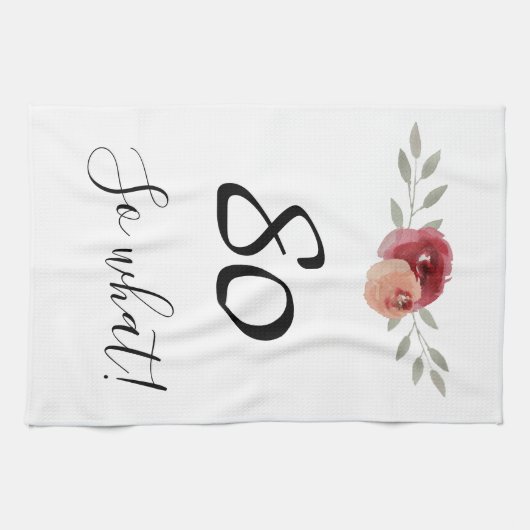 Wat een Waterverf Floral 80th Birthday Theedoek (Horizontaal)