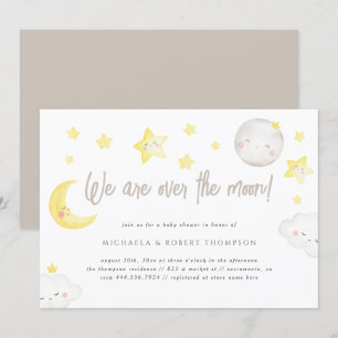 Wat een Waterverf over het Baby shower van de maan Kaart