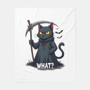 Wat een zwarte kat Halloween enge kat Angry Cat F Fleece Deken