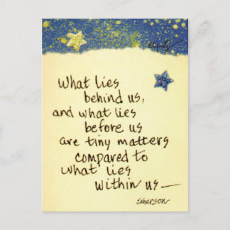 Wat er achter ons ligt...gezegde gekleurde tekenin briefkaart