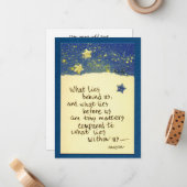 Wat er achter ons ligt...gezegde gekleurde tekenin notitiekaartje (Voorkant / Achterkant in situ)