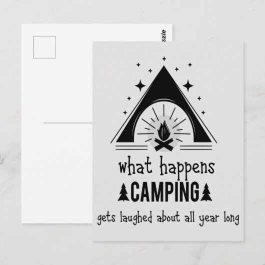 Wat er gebeurt bij het kamperen wordt het hele jaa briefkaart (Voorkant / Achterkant)