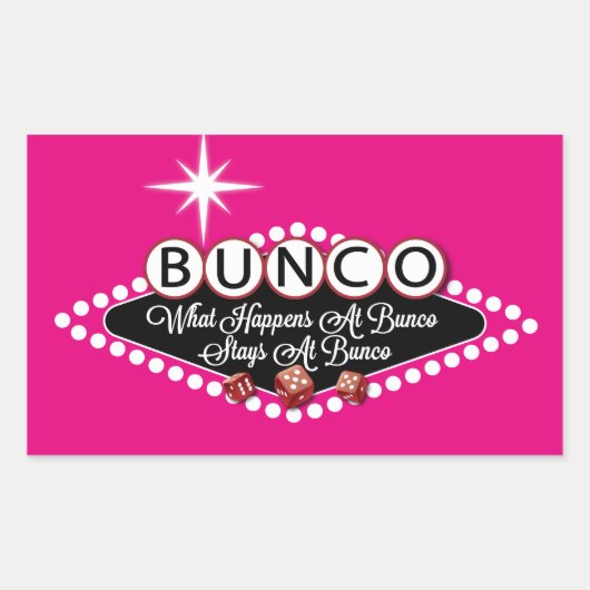 wat er gebeurt in Bunco-stadions bij Bunco Fun Rechthoekige Sticker (Voorkant)