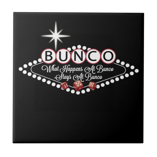 wat er gebeurt in Bunco-stadions bij Bunco Fun Tegeltje (Voorkant)