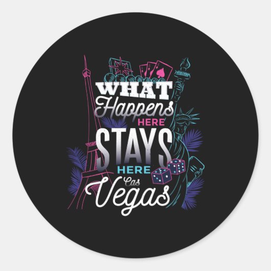 Wat er gebeurt in Las Vegas Funny Casino Ronde Sticker (Voorkant)