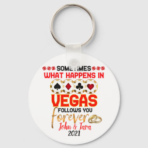 Wat er gebeurt in Vegas Jubileum, een huwelijkspaa Sleutelhanger