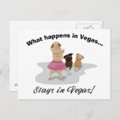 Wat er gebeurt in Vegas Pug Bachelor Party Ts, Gif Briefkaart (Voorkant / Achterkant)