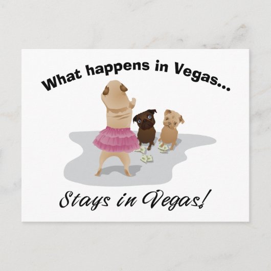 Wat er gebeurt in Vegas Pug Bachelor Party Ts, Gif Briefkaart (Voorkant)