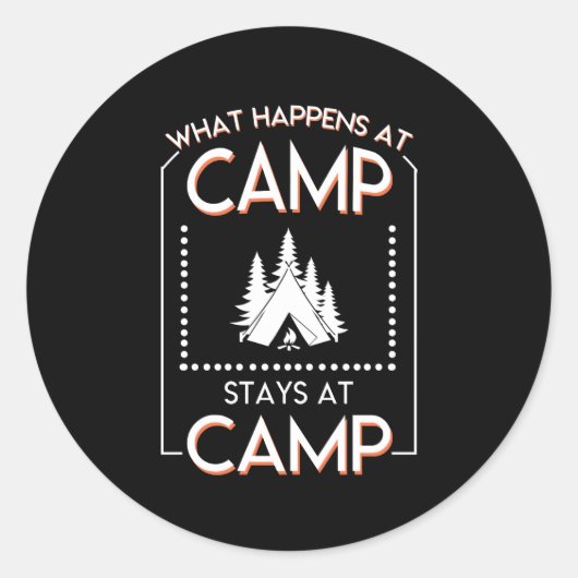 Wat er gebeurt met Camp Stays Camping Lover Ronde Sticker (Voorkant)