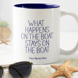 Wat er gebeurt op de boot Stays Funny Kapitein Hum Tweekleurige Koffiemok